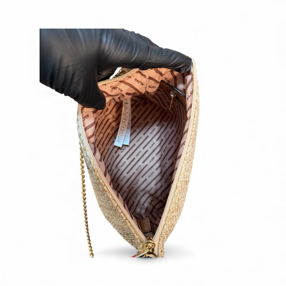 Aldo Gold Lurex & Tweed Look Shoulder Bag (A515) - Picture 9 of 10